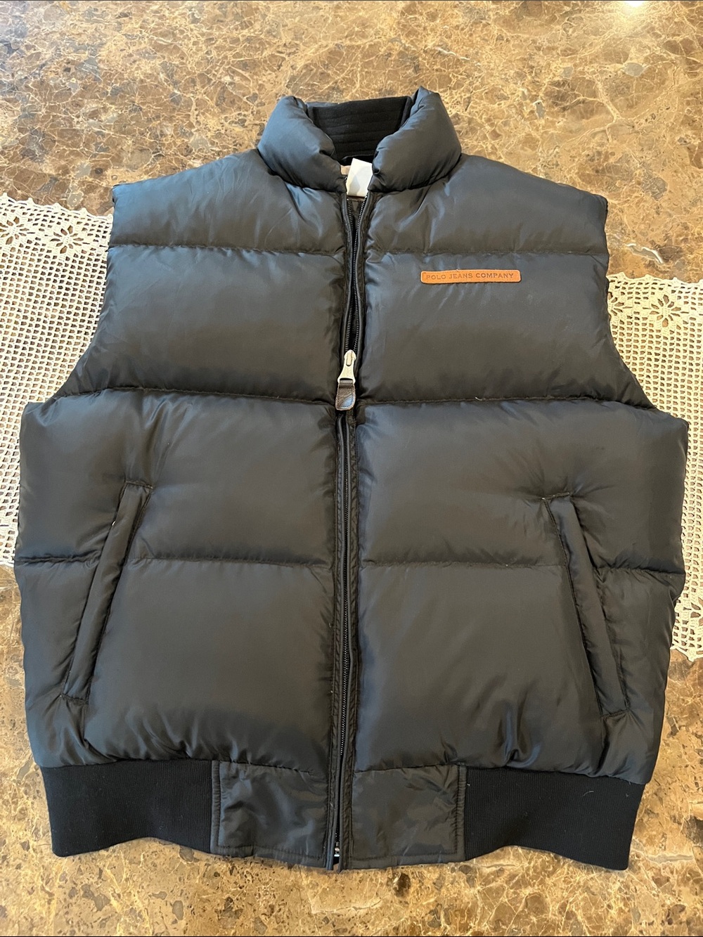 VTG Ralph Lauren Polo Jeans Co Black Down Fill Puffer Vest size M Excellent